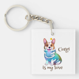 Schattige oranje corgi voor een positieve stemming sleutelhanger
