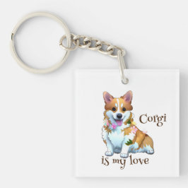 Schattige oranje corgi voor een positieve stemming sleutelhanger