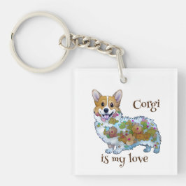 Schattige oranje corgi voor een positieve stemming sleutelhanger