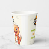Schattige Oranje Dinosaur T-Rex Papieren Bekers (Rechts)