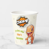 Schattige Oranje Dinosaur T-Rex Papieren Bekers (Voorkant)