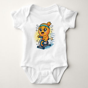 Schattige Oranje Fiets Trainingsfiets Cartoon Work Romper