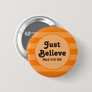 Schattige Oranje Geloven Bijbelvers Hoop en Geloof Ronde Button 5,7 Cm