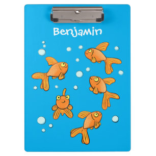 Schattige oranje goudvis op blauwe cartoon illustr klembord