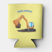 Schattige oranje graafmachine graafmachine cartoon blikjeskoeler (Voorkant)