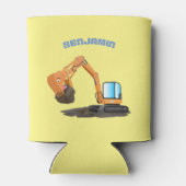 Schattige oranje graafmachine graafmachine cartoon blikjeskoeler (Achterkant)