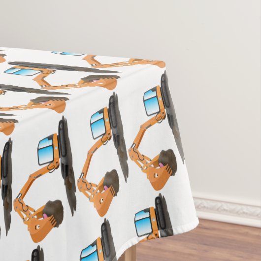 Schattige oranje graafmachine graafmachine cartoon tafelkleed (Voorbeeld)