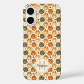 Schattige Oranje Grijze Kat Stippen Naam Monogram Case-Mate iPhone Case (Achterkant)