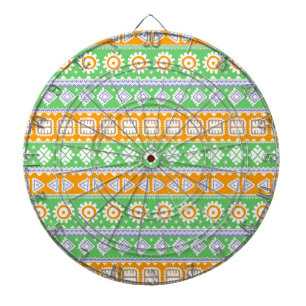 Schattige oranje groene etnische patronen ontwerp dartbord