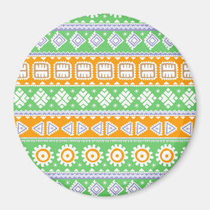 Schattige oranje groene etnische patronen ontwerp magneet