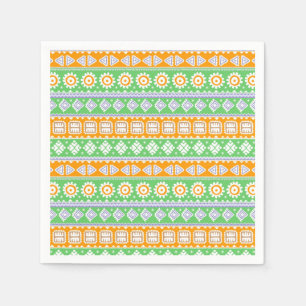Schattige oranje groene etnische patronen ontwerp servetten