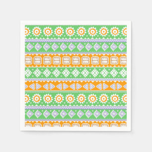 Schattige oranje groene etnische patronen ontwerp servetten