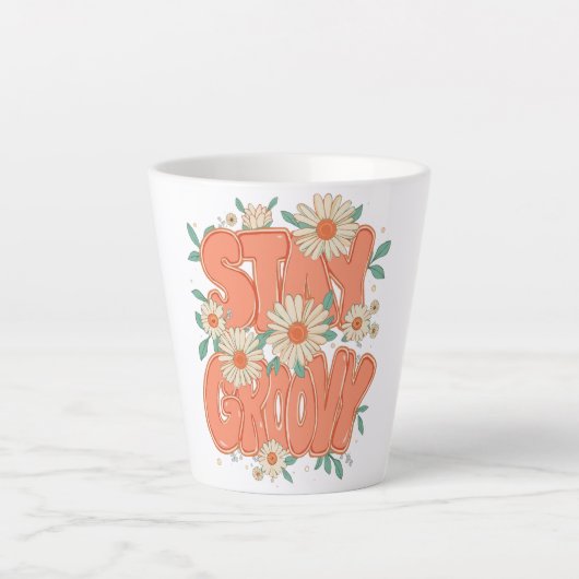 Schattige Oranje Hippie Typografie Latte Mok (Voorkant)