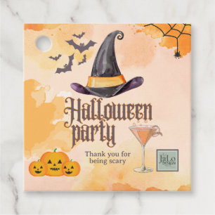 Schattige oranje kantoor Halloween-feest met logo Bedankjes Labels