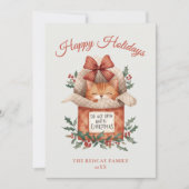 Schattige Oranje Kat Niet Openen Tot Kerstmis Feestdagenkaart (Voorkant)