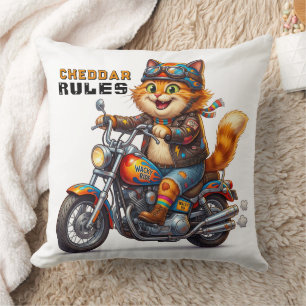Schattige Oranje Kat Op Motorfiets Kussen