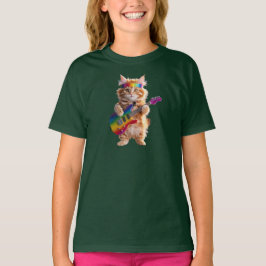 Schattige Oranje Kat Rockster Kinderen T-shirt