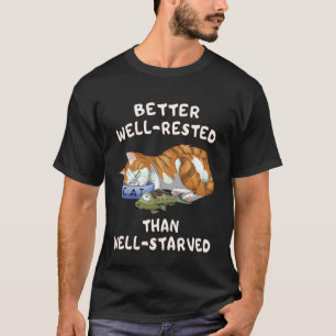 Schattige oranje kat slaapt vol en gelukkig humeur t-shirt