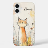 Schattige Oranje Kattenillustratie Gepersonaliseer Case-Mate iPhone Case (Achterkant)
