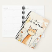Schattige Oranje Kattenillustratie Gepersonaliseer Planner (Display)