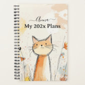 Schattige Oranje Kattenillustratie Gepersonaliseer Planner (Voorkant)