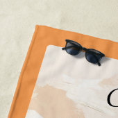 Schattige Oranje Kattenillustratie Gepersonaliseer Strandlaken (In situ)