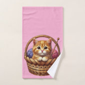 Schattige Oranje kitten in mand met garen Bad Handdoek (Handdoek)