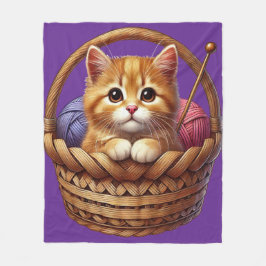 Schattige Oranje kitten in mand met garen Fleece Deken