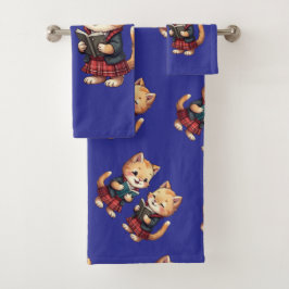 Schattige Oranje Kittens Lezen Burns Night Poëzie Bad Handdoek
