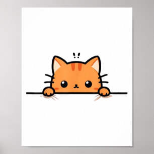 Schattige Oranje Kittige Kat die naar Jou gluurt S Poster