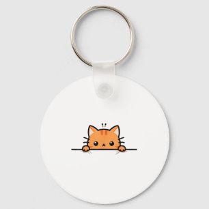 Schattige Oranje Kitty Kat Kijkt Over Na Jou Ginge Sleutelhanger