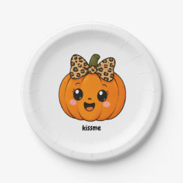 Schattige Oranje Kleine Pompoen Halloween Aangepas Papieren Bordje