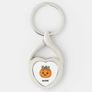 Schattige oranje kleine pompoen Halloween aangepas Sleutelhanger