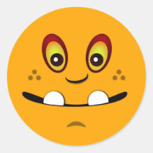 Schattige Oranje Monster Gezicht met een Onderbeet