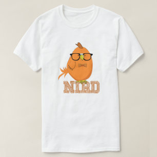 Schattige Oranje Nerd Vogel T-shirt