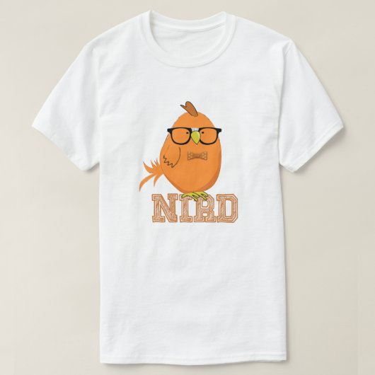 Schattige Oranje Nerd Vogel T-shirt (Design voorkant)