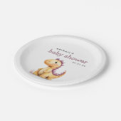 Schattige Oranje Paarse Dinosaurus Baby shower Papieren Bordje (Gekanteld)