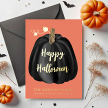 Schattige Oranje Pompoen Gelukkig Halloween Goud