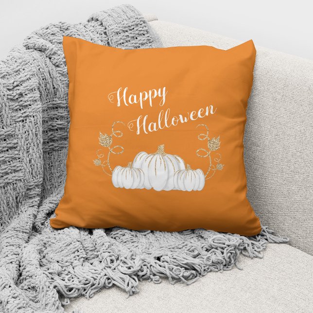 Schattige Oranje Pompoen Gelukkig Halloween Kussen (Creator heeft geüpload)