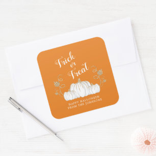 Schattige Oranje Pompoen Trick Or Treat Halloween Vierkante Sticker