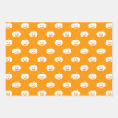 Schattige Oranje Pompoenen Halloween Patroon Inpakpapier Vel (Voorkant 3)