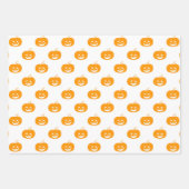 Schattige Oranje Pompoenen Halloween Patroon Inpakpapier Vel (Voorkant 2)
