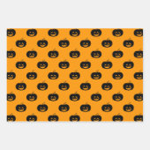 Schattige Oranje Pompoenen Halloween Patroon Inpakpapier Vel (Voorkant)