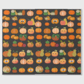 Schattige Oranje pompoenpatroon inpakpapier (Vlak)