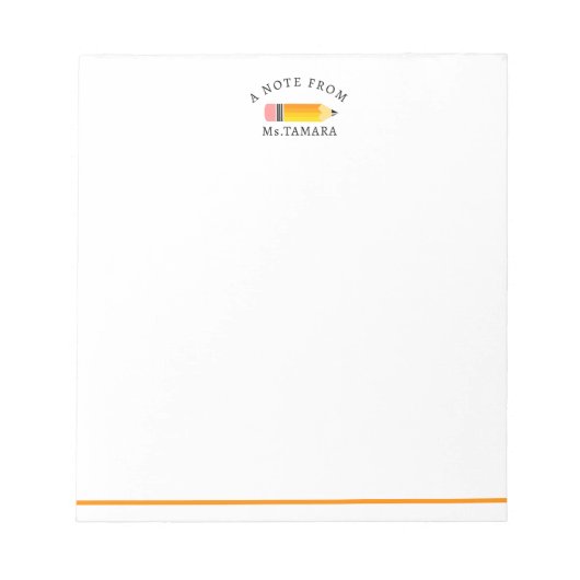 Schattige Oranje potlood van gepersonaliseerde ler Notitieblok (Voorkant)