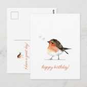Schattige Oranje Robin - Eenvoudige Elegante Verja Briefkaart (Voorkant / Achterkant)