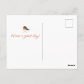 Schattige Oranje Robin - Eenvoudige Elegante Verja Briefkaart (Achterkant)