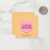 Schattige oranje roze aangepaste bericht conversat notitiekaartje (Voorkant / Achterkant in situ)