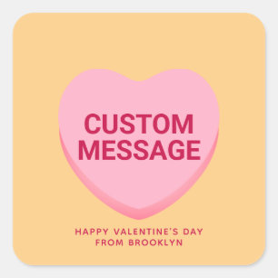 Schattige oranje roze aangepaste bericht conversat vierkante sticker