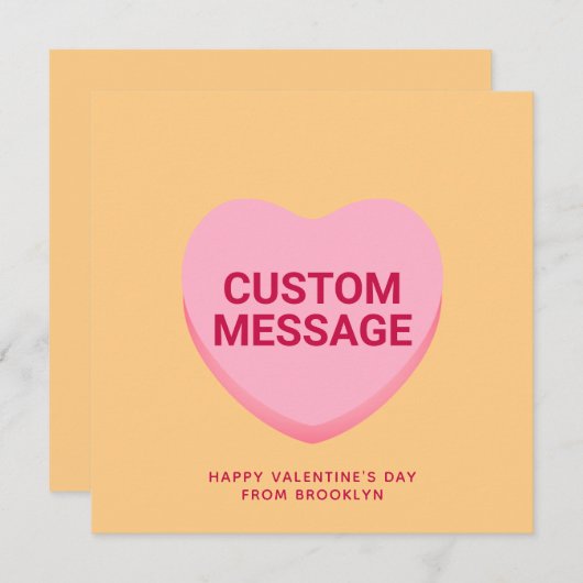 Schattige oranje roze custom conversatie hartkaart (Voorkant / Achterkant)